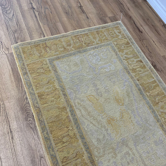 3x5-ft Wool Area Rug - Patterned Yellow & Beige