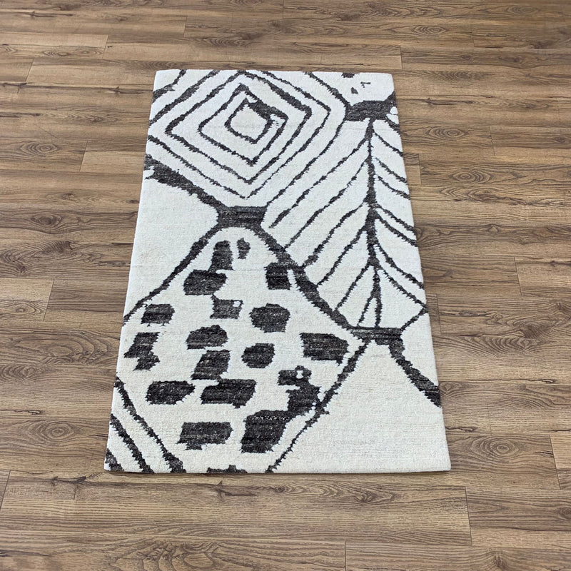 3x5-ft Wool Area Rug - Rabat White Natural