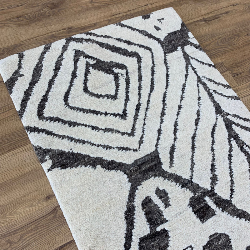3x5-ft Wool Area Rug - Rabat White Natural