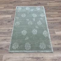 3x5-ft Wool & Silk Area Rug - Lotus & Vine Chambray