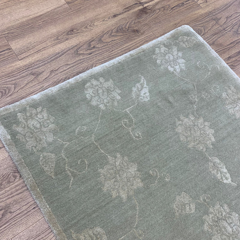 3x5-ft Wool & Silk Area Rug - Lotus & Vine Chambray