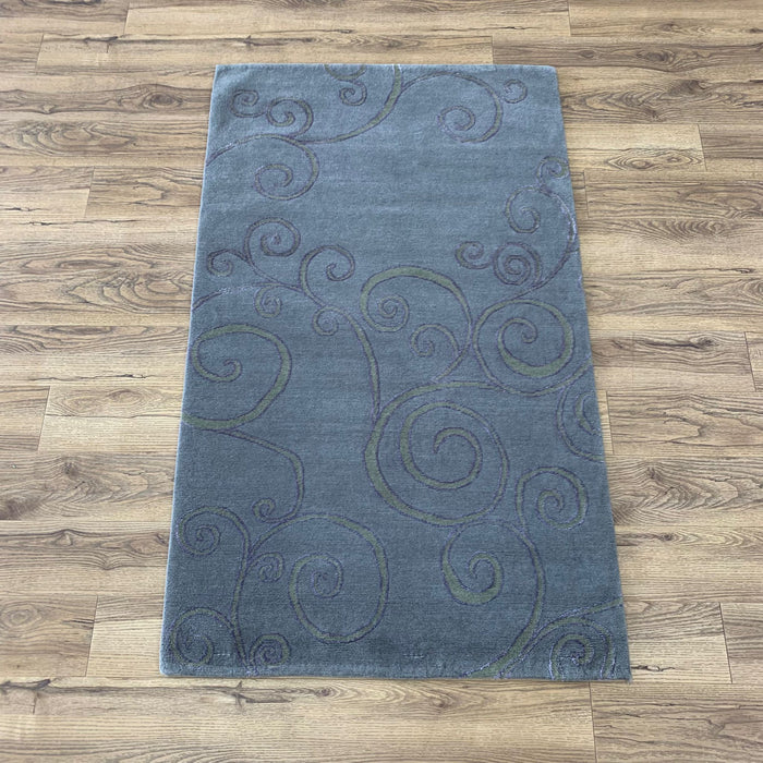 3x5-ft Wool & Silk Area Rug - Zephyr Nickel Plum