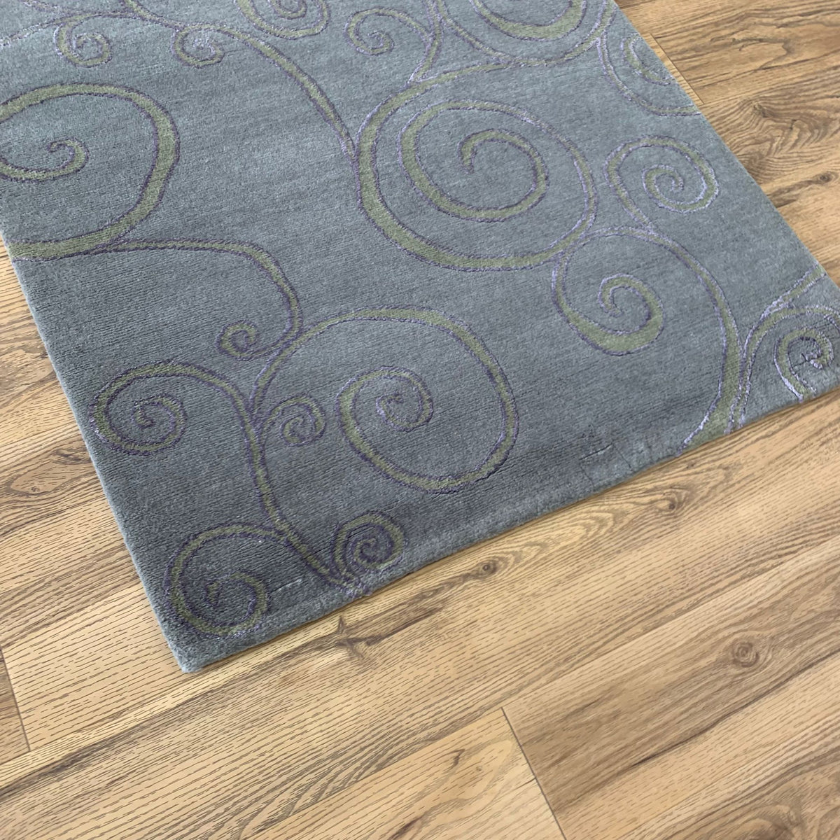 3x5-ft Wool & Silk Area Rug - Zephyr Nickel Plum