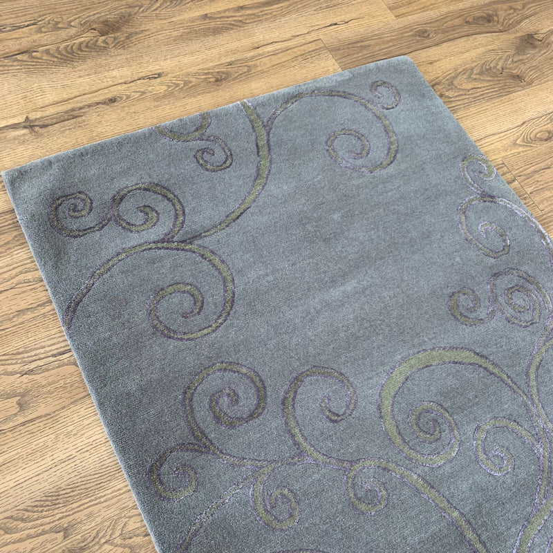 3x5-ft Wool & Silk Area Rug - Zephyr Nickel Plum