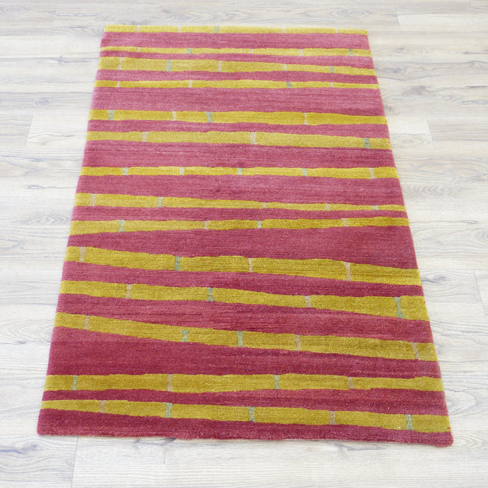 3x5-ft 100% Wool Area Rug - Bamboo Ruby
