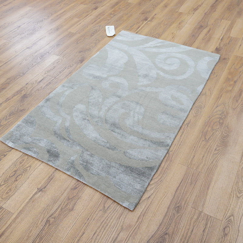 3x5-ft Bamboo, Silk & Wool Area Rug - Flourish Smoke