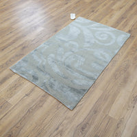 3x5-ft Bamboo, Silk & Wool Area Rug - Flourish Smoke