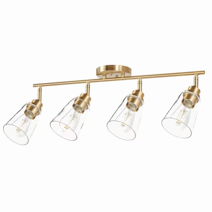 28-inch 4-Light Linear Track Lighting in Gold with Clear Glass Shade