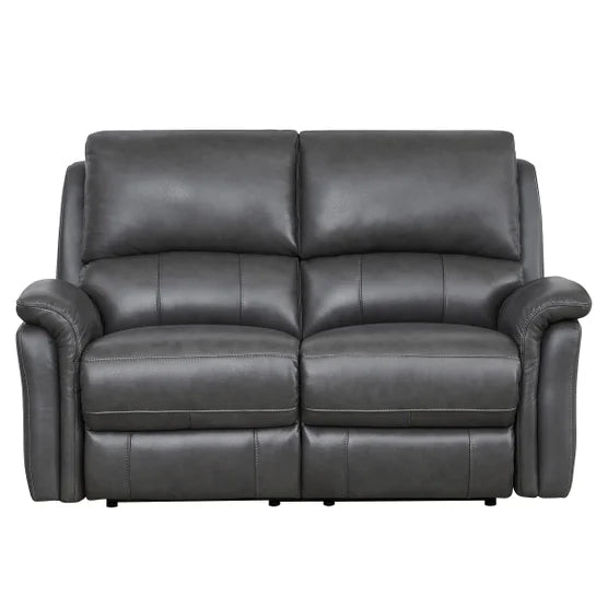 Power Reclining Grey Top-grain Leather Loveseat
