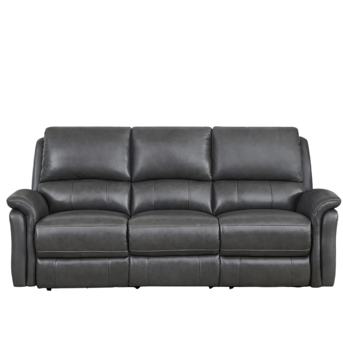 Power Reclining Grey Top-grain Leather Sofa