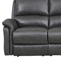 Power Reclining Grey Top-grain Leather Sofa