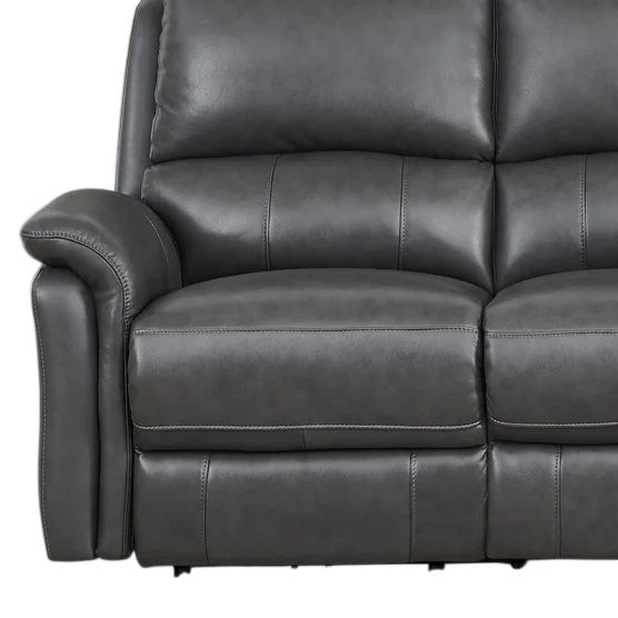 Power Reclining Grey Top-grain Leather Loveseat