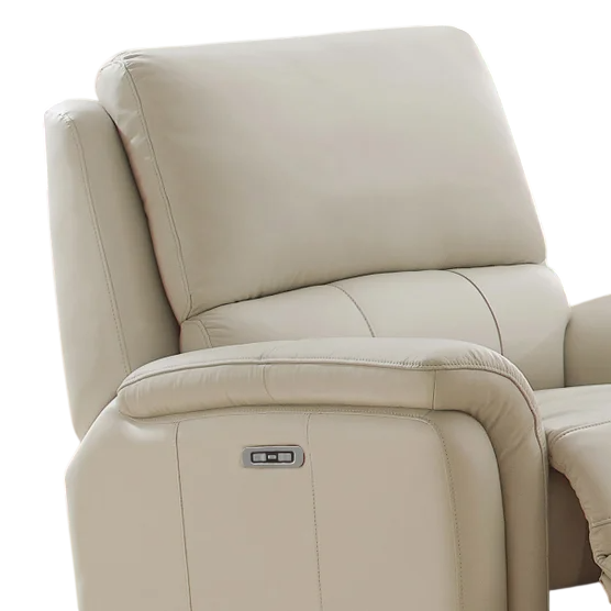 Top grain Leather Power Reclining Chair in Cream