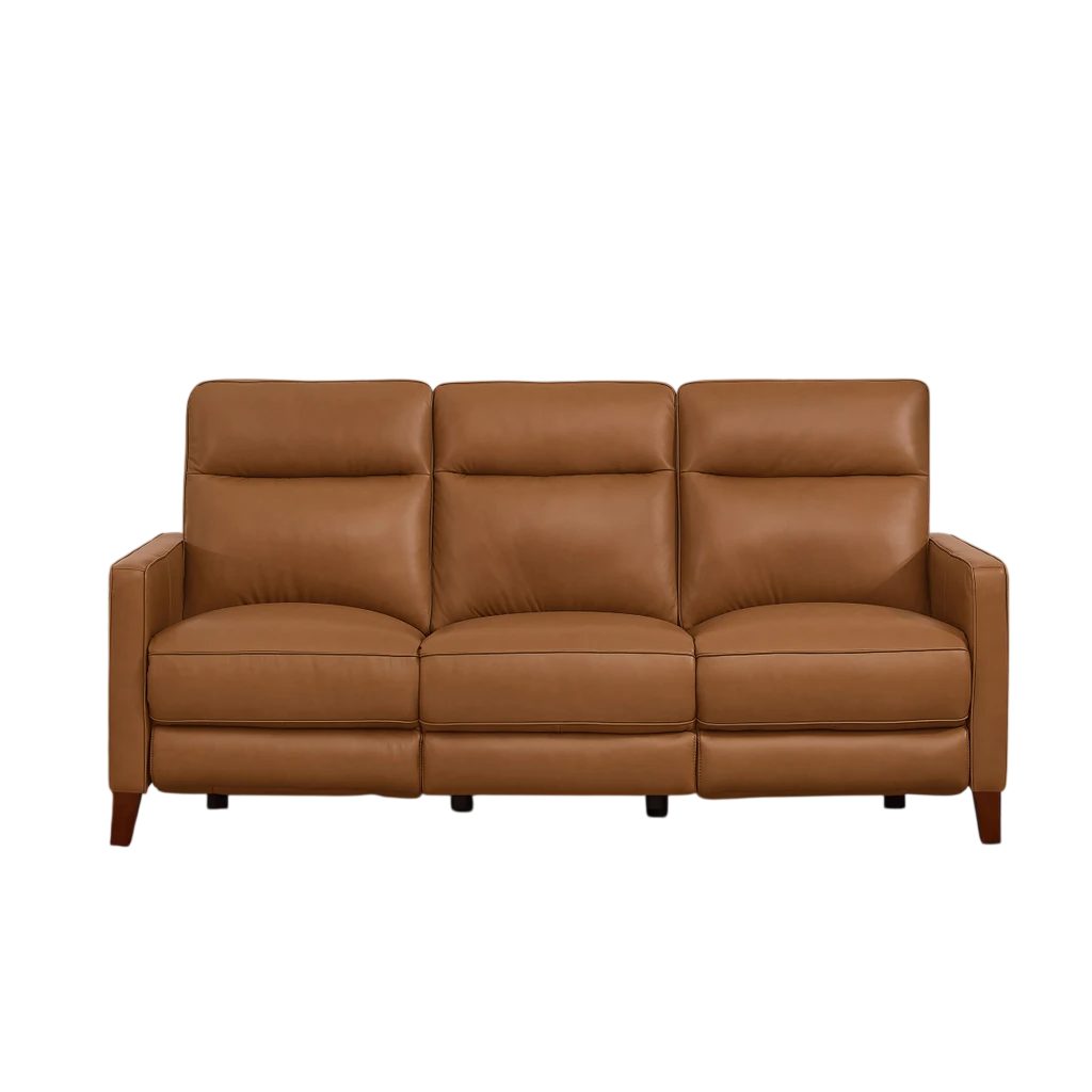Top-grain Leather Power Reclining Sofa in Brown