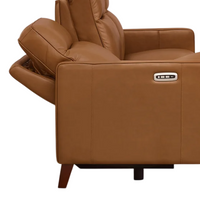 Top-grain Leather Loveseat Power Recliner in Brown