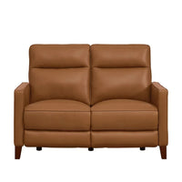 Top-grain Leather Loveseat Power Recliner in Brown