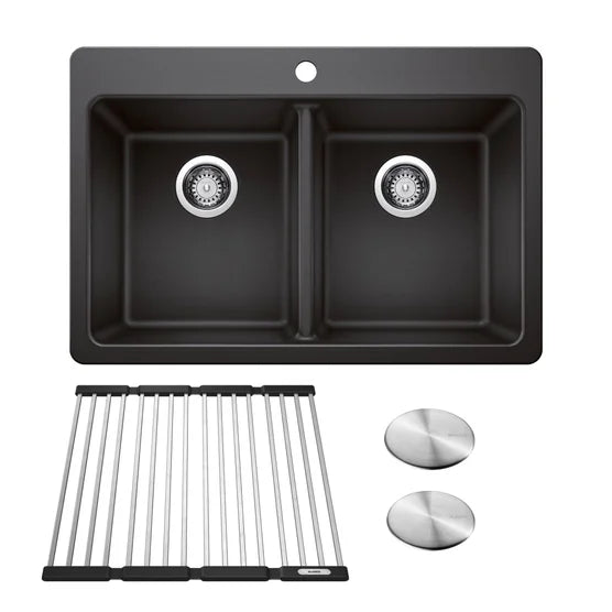 Blanco Homestyle 30.5 in. Double Bowl SILGRANIT Kitchen Sink