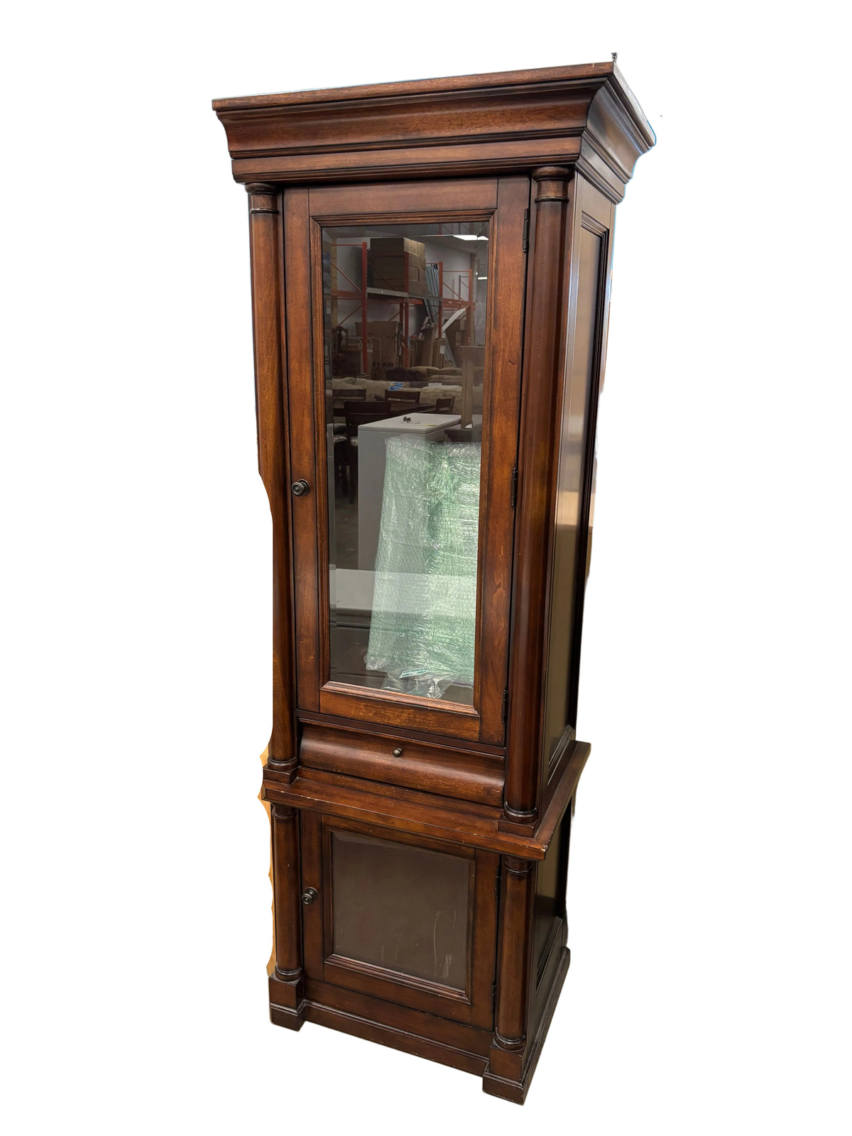 Tall Dark Wood Curio Cabinet