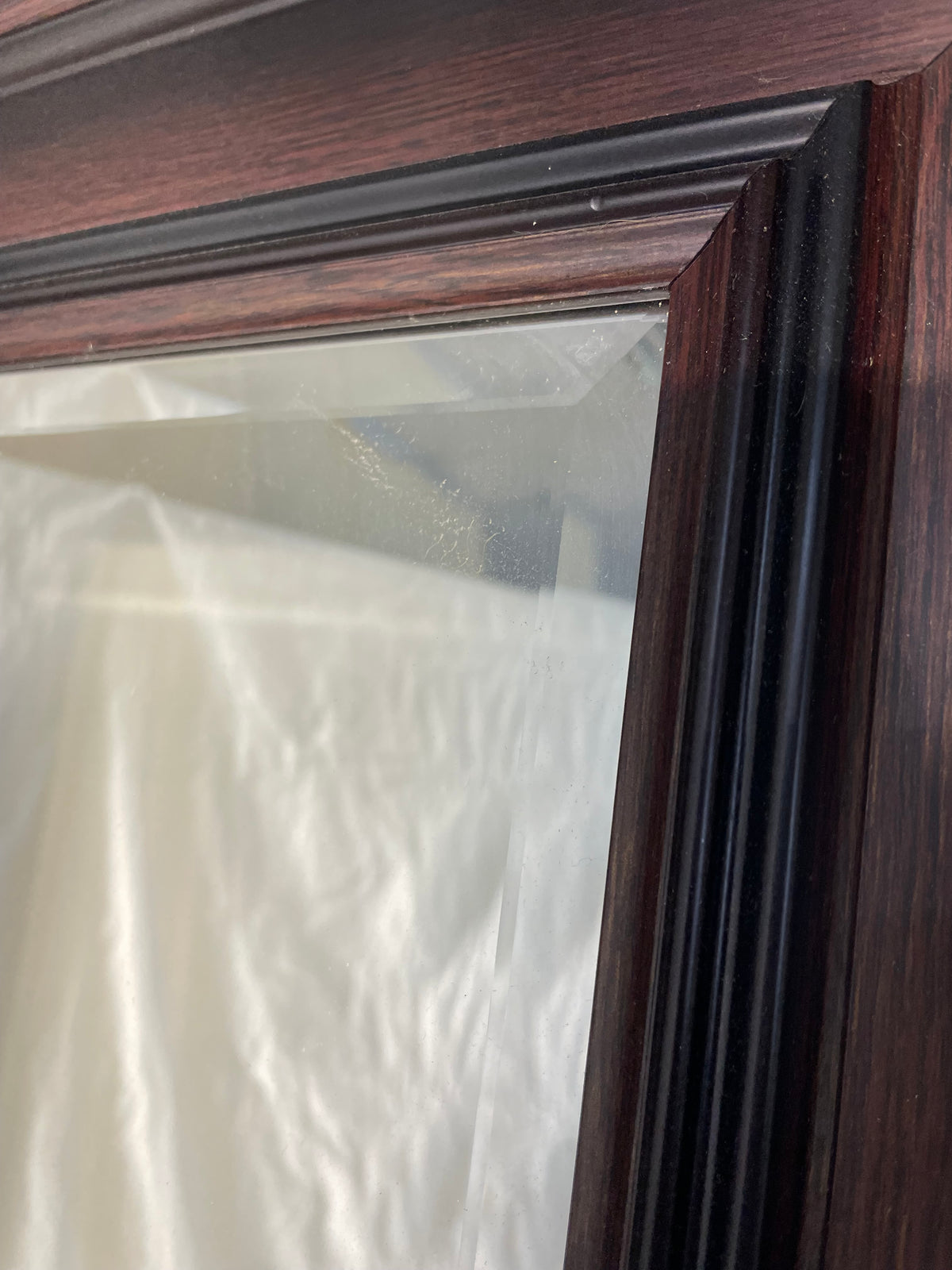 Beveled Dark Wood Frame Mirror