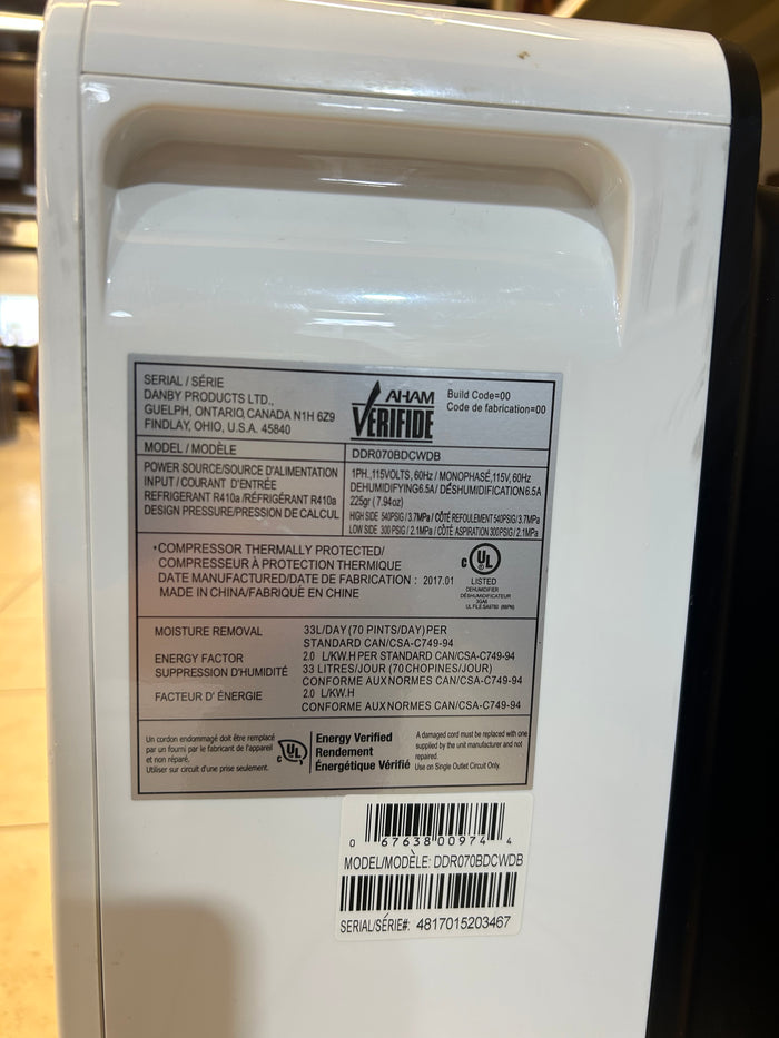 Danby 16 in. 70 Pint Dehumidifier