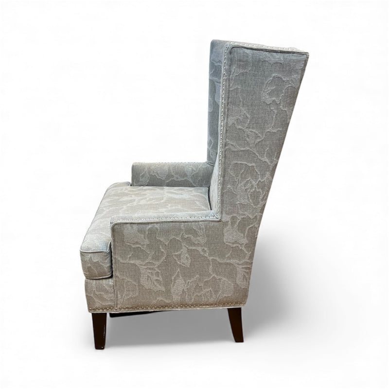 Grey High Back Wing Back Arm Chair