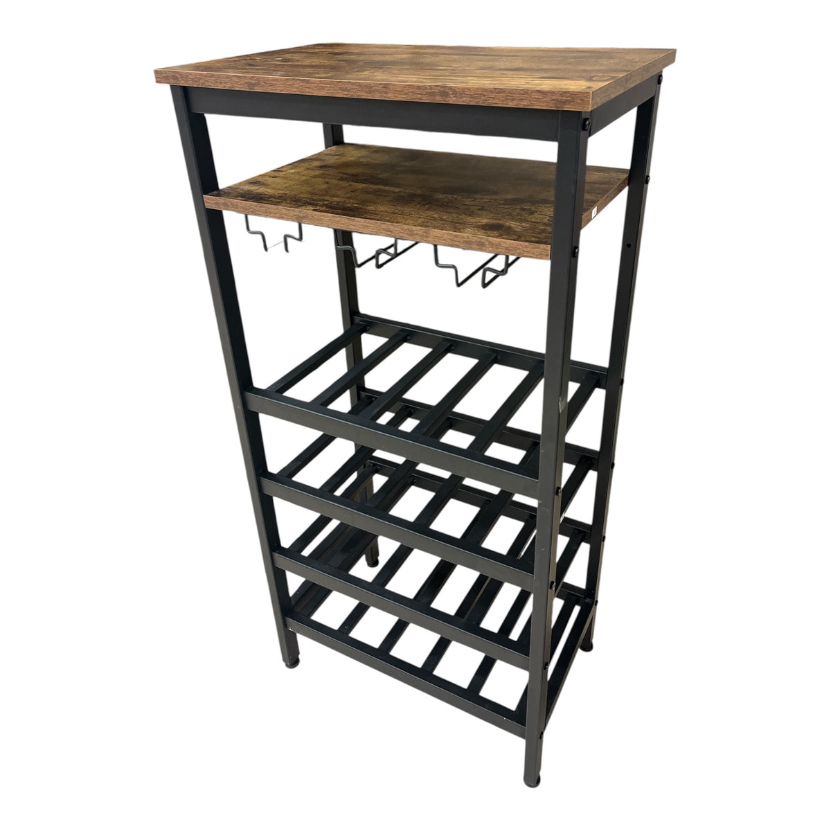 Black and Brown Wine Rack