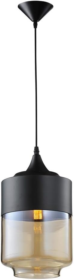 1-Light Outdoor Pendant in Black base with Semi Clear Glass