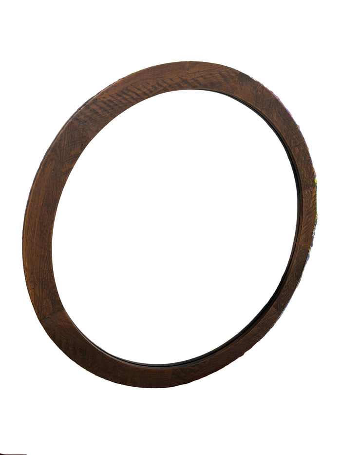 Round Wood Framed Mirror