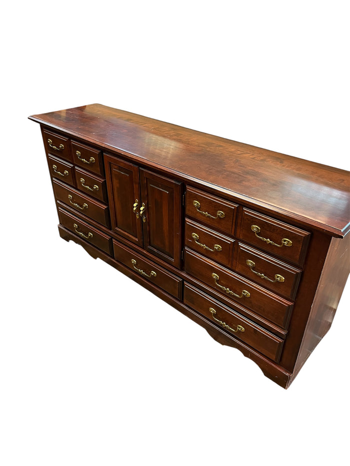 Mahogany Finish Dresser With Brass Hardware