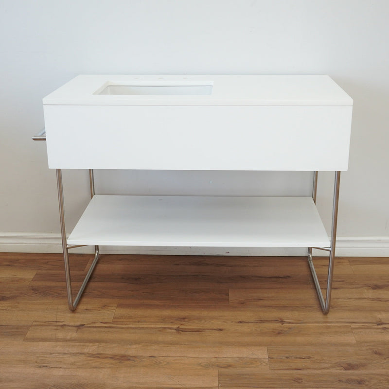 42-inch Metal Frame Bathroom Vanity w/ Porcelain Top