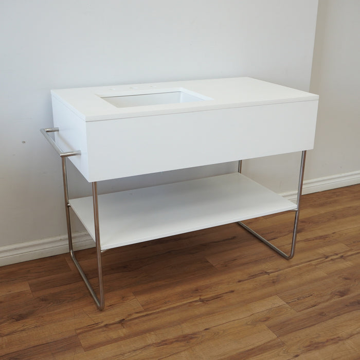42-inch Metal Frame Bathroom Vanity w/ Porcelain Top