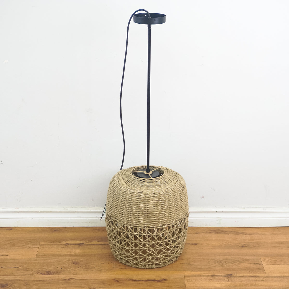 42.5-Inch High 1-Light Weaved Basket Outdoor Pendant Light