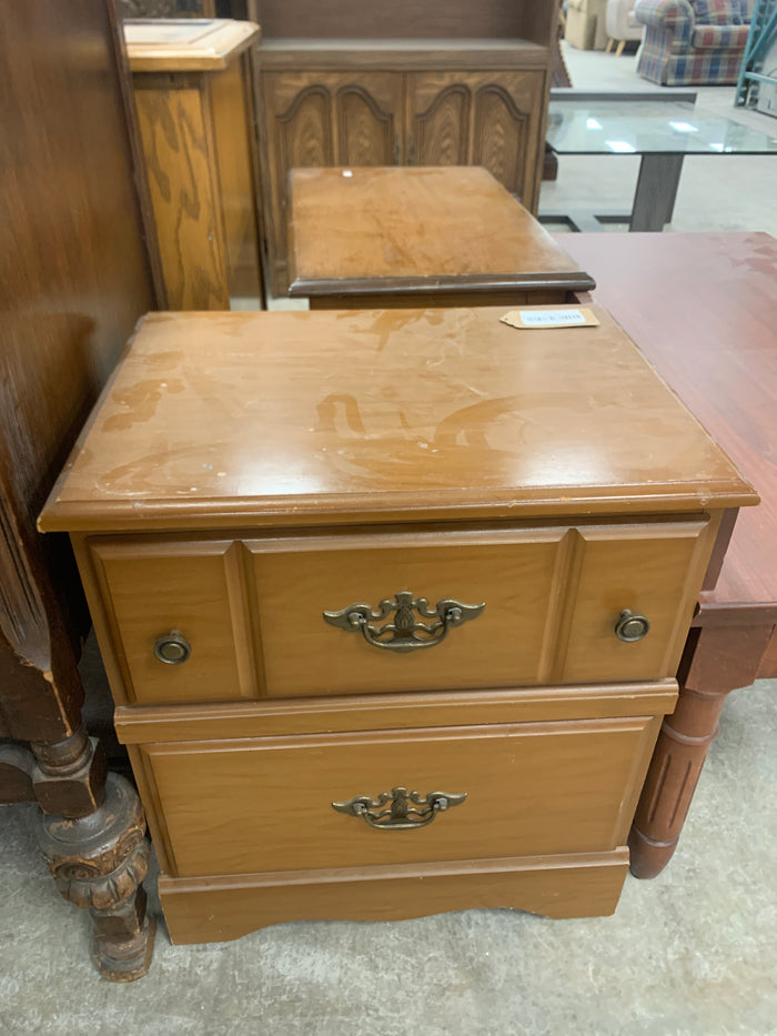 Light Brown Nightstand With 2 Drawers