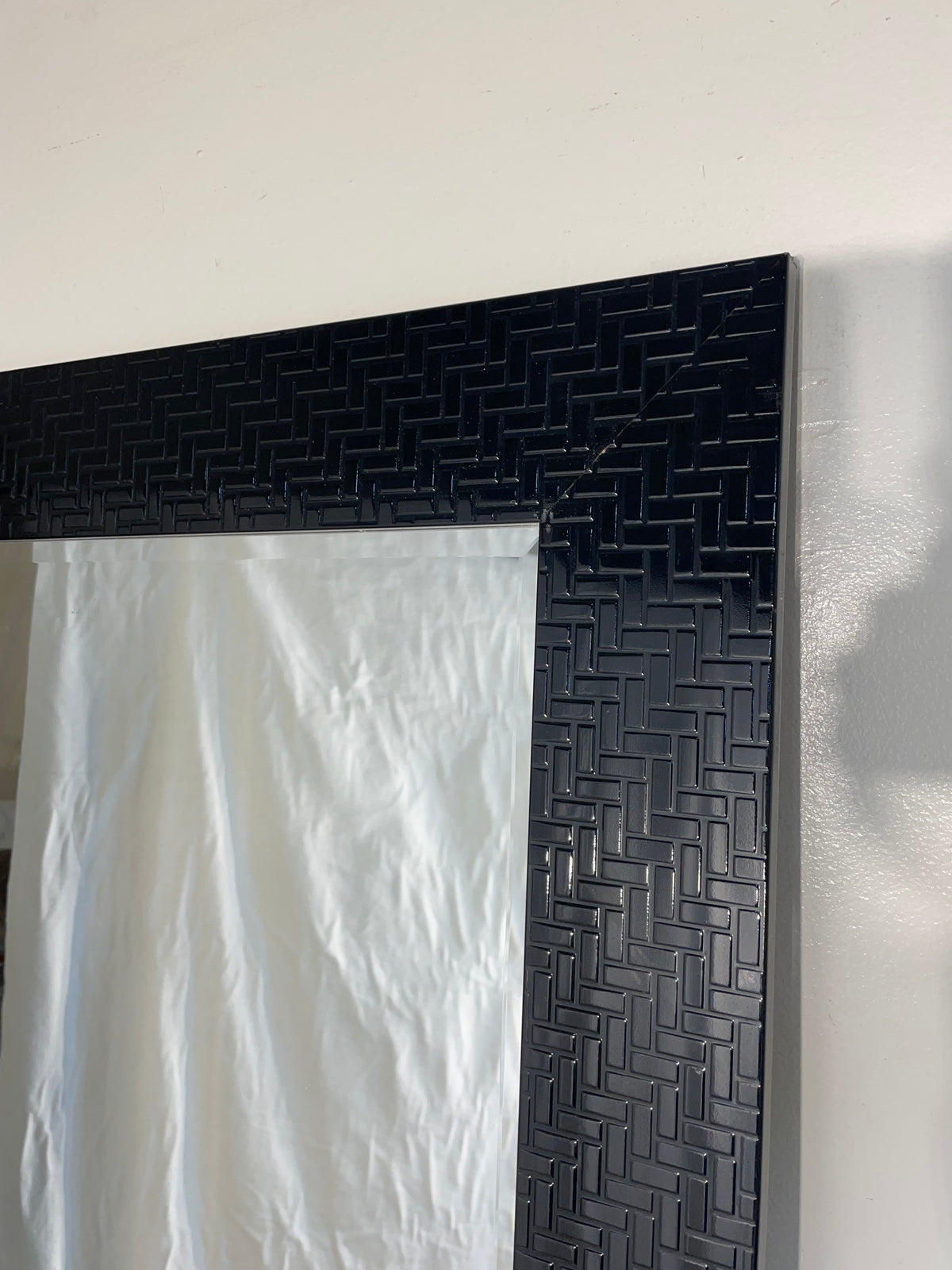 Textured Black Framed Mirror