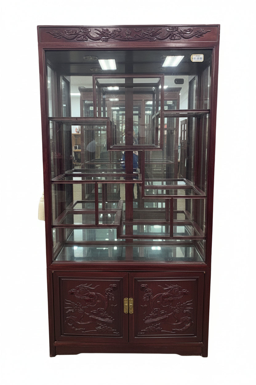 Vintage Rosewood Curio Display Cabinet