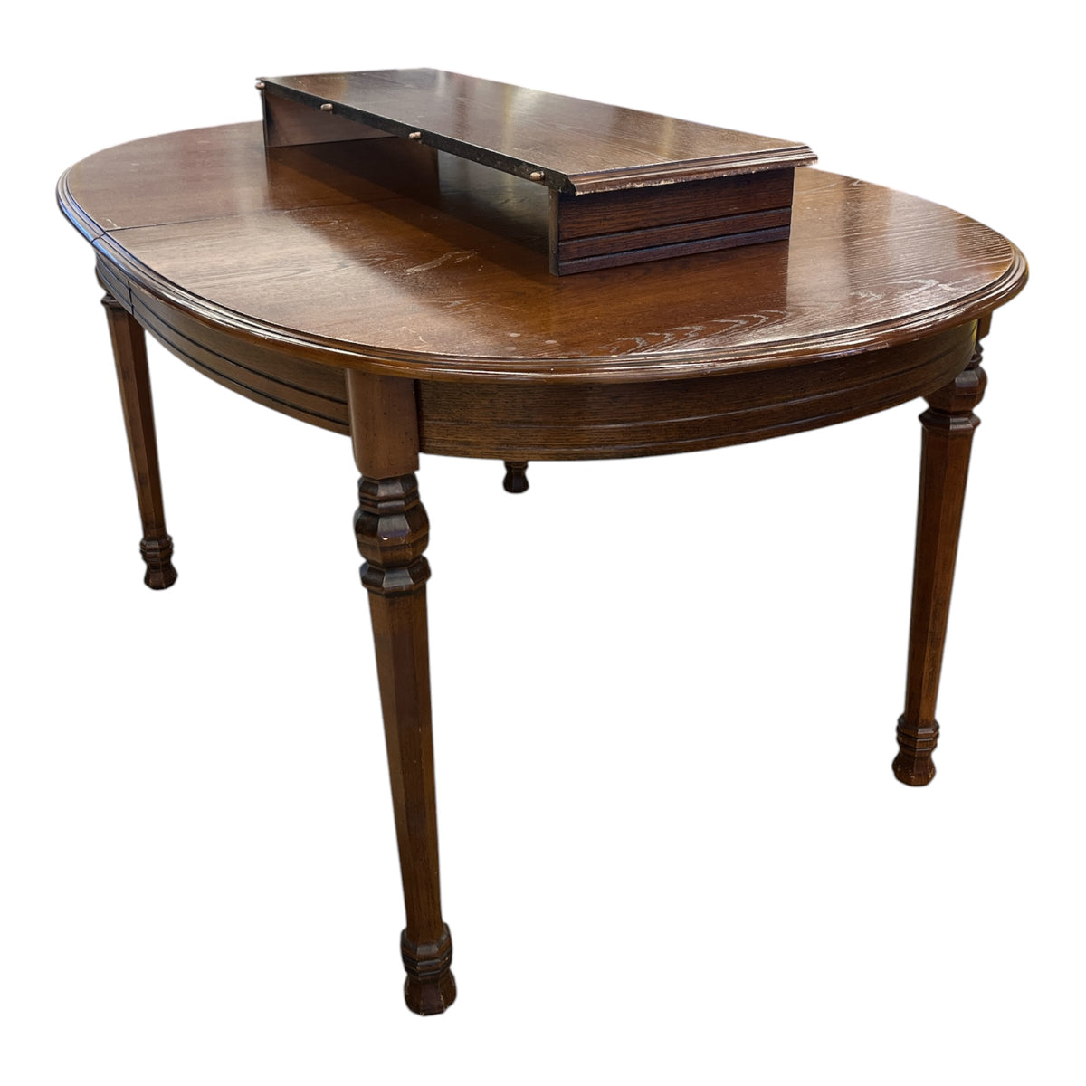 Carved Oak Dining Set w/ 6 Upholstered Chairs
