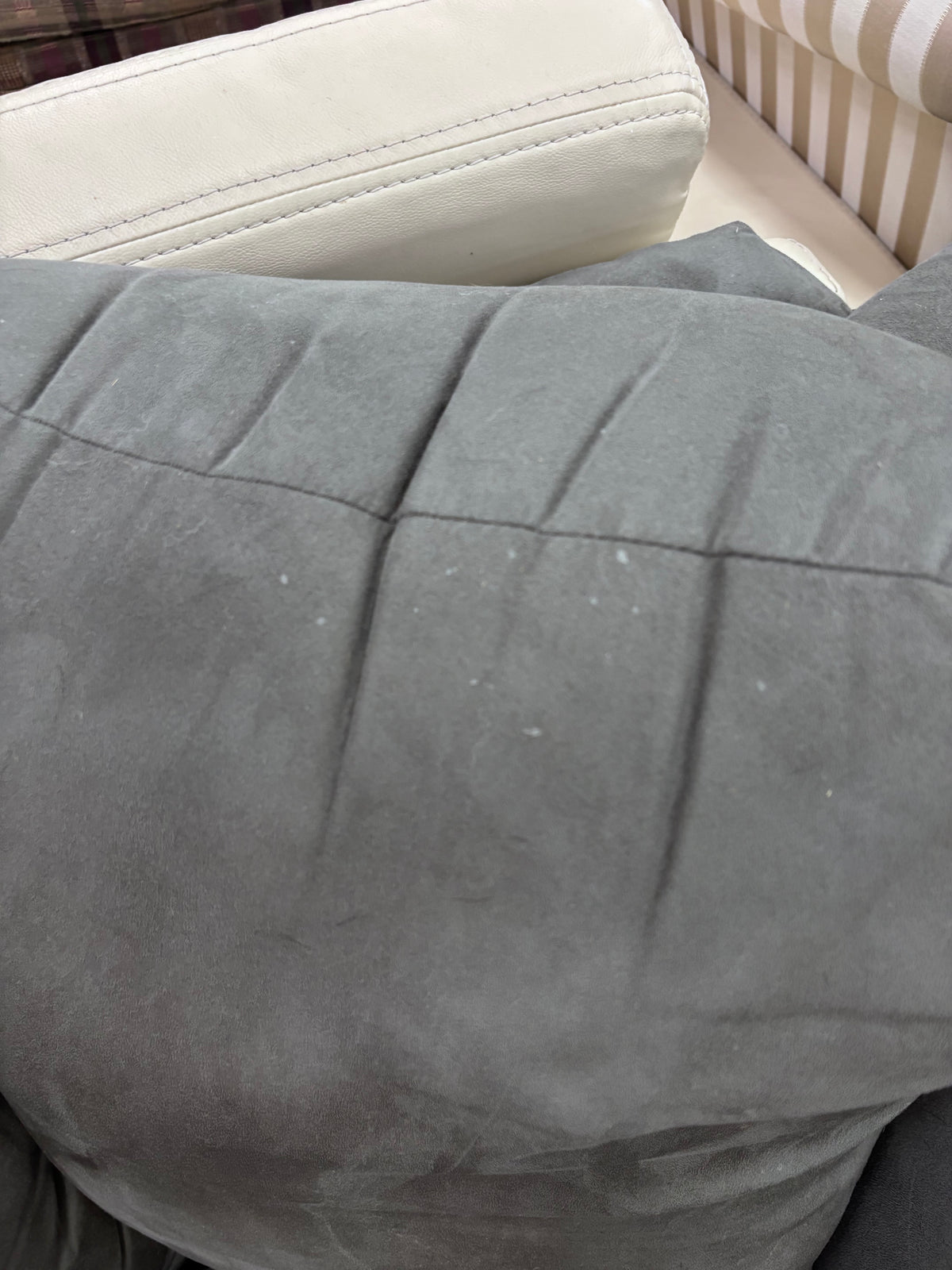 Grey Plush 3-Seater Sofa