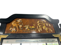 Burl Wood Dresser with Tri-Fold Mirror & Bird & Floral Motifs