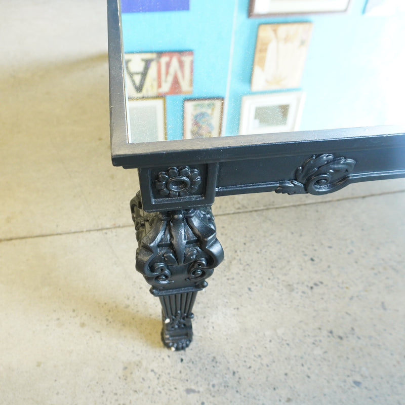 43-inch W Mirrored Top Coffee Table in Matte Black