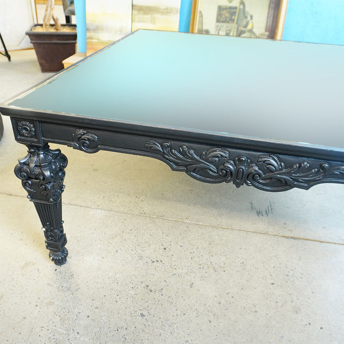 43-inch W Mirrored Top Coffee Table in Matte Black