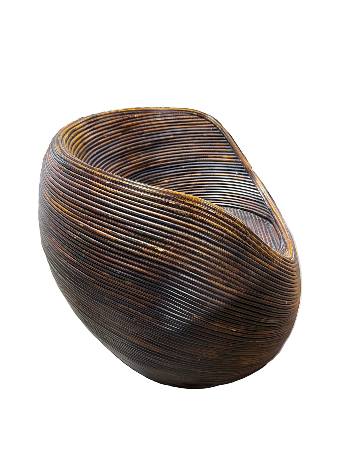 Vintage Mid-Century-Modern Pencil Reed / Rattan Pod Chair - Gabriella Crespi