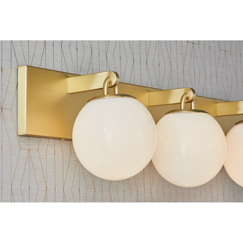 Orly 3L Bath Vanity Light in Brushed Brass Gold & Opal White Globe