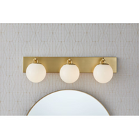 Orly 3L Bath Vanity Light in Brushed Brass Gold & Opal White Globe