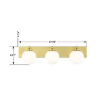 Orly 3L Bath Vanity Light in Brushed Brass Gold & Opal White Globe