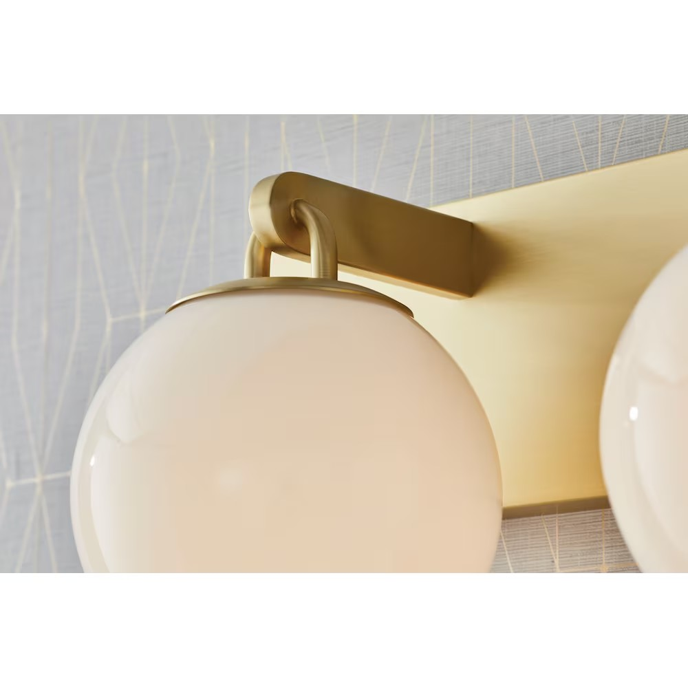 Orly 3L Bath Vanity Light in Brushed Brass Gold & Opal White Globe