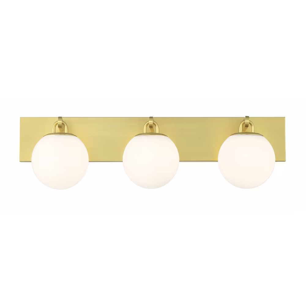 Orly 3L Bath Vanity Light in Brushed Brass Gold & Opal White Globe