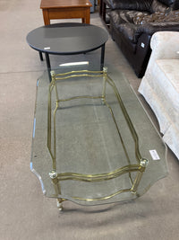 49"W Brass Coffee Table with Glass Top