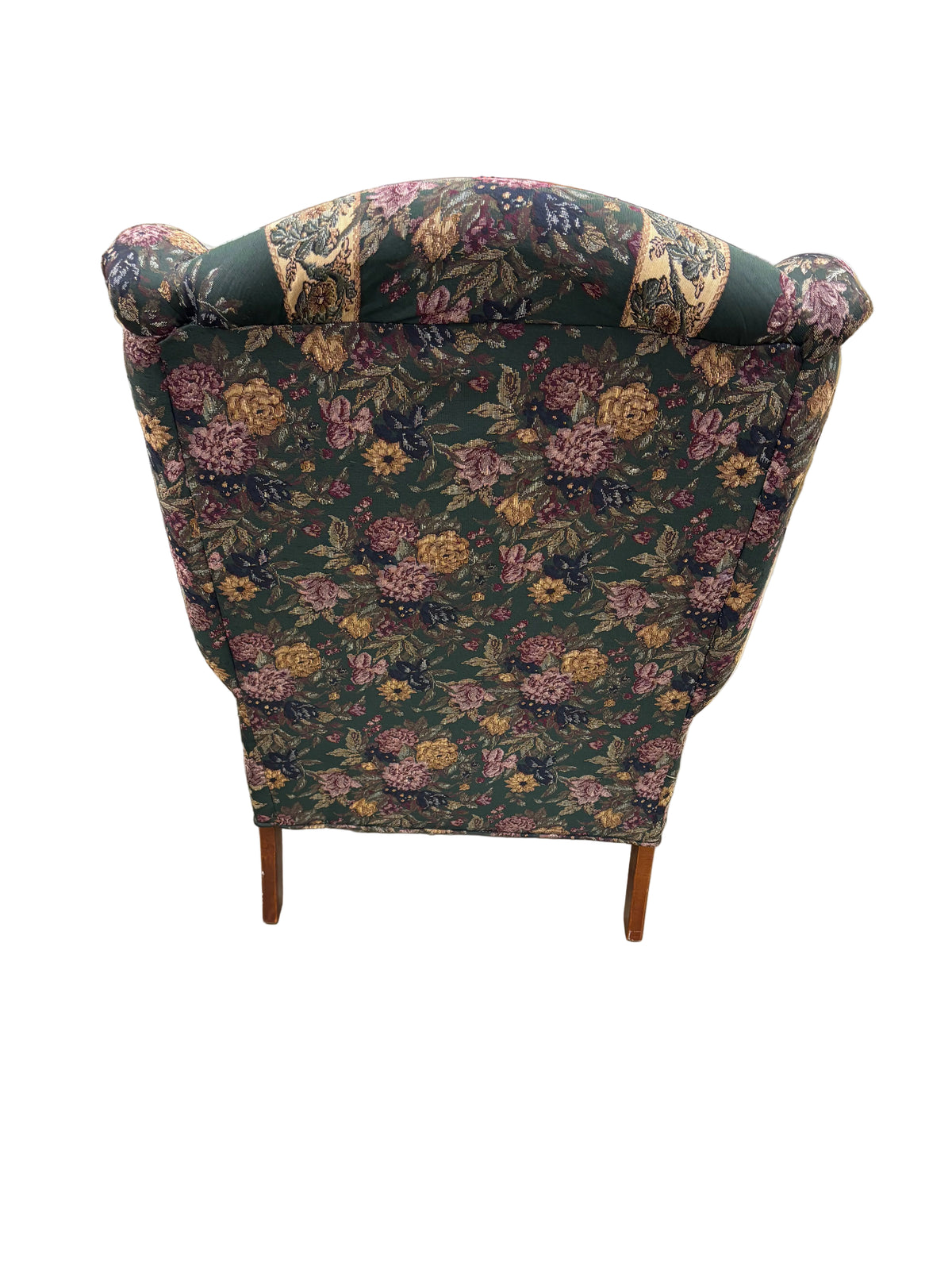 Dark Green Floral Wingback Armchair