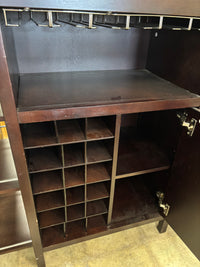 Dark Wood Bar Cart with Glass Top