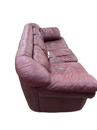 Burgundy Leather 3-Seater Sofa